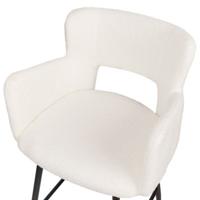 Lot de 2 chaises de bar SANILAC Bouclé Blanc cassé