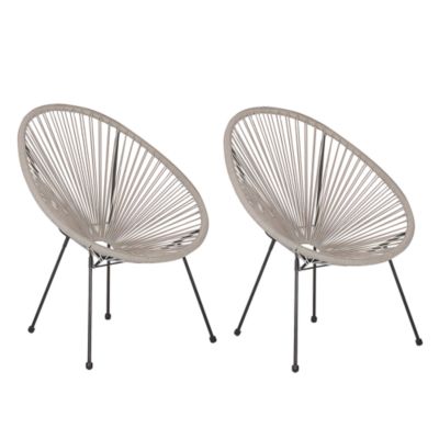Lot de 2 chaises de jardin ACAPULCO II Polyrotin Gris clair