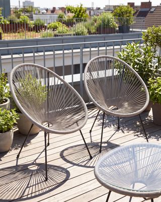 Lot de 2 chaises de jardin ACAPULCO II Polyrotin Gris clair