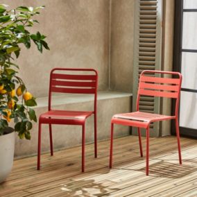 Lot de 2 chaises de jardin acier. 2 places. terracotta. Amelia. L44 x P52 x H79cm