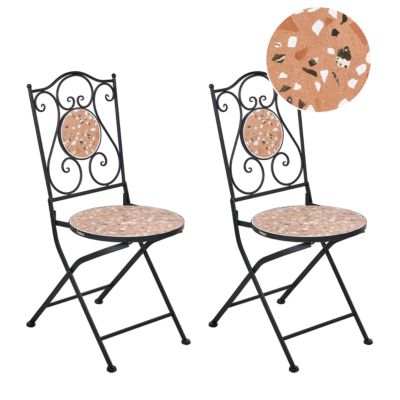 Lot de 2 chaises de jardin ADRANO Pliant Métal Effet terrasse Noir