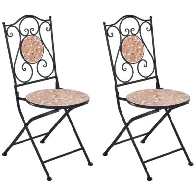 Lot de 2 chaises de jardin ADRANO Pliant Métal Effet terrasse Noir