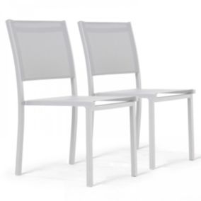 Lot de 2 chaises de jardin aluminium et textilène blanc  Oviala