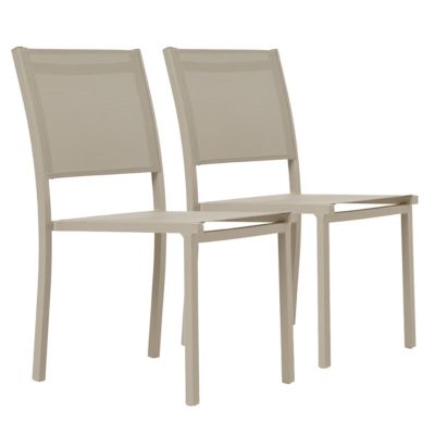 Lot de 2 chaises de jardin aluminium et textilène crème  Oviala