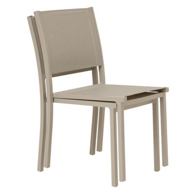 Lot de 2 chaises de jardin aluminium et textilène crème  Oviala