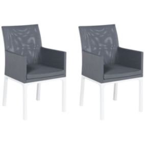 Lot de 2 chaises de jardin avec coussins BACOLI Tissu Gris foncé