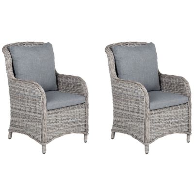 Lot de 2 chaises de jardin avec coussins CASCAIS Gris