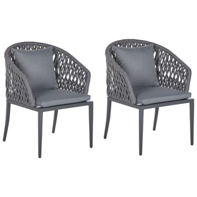 Lot de 2 chaises de jardin avec coussins LIPARI Métal Gris