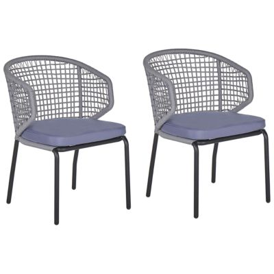 Lot de 2 chaises de jardin avec coussins PALMI Métal Gris