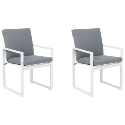 Lot de 2 chaises de jardin avec coussins PANCOLE Tissu Gris