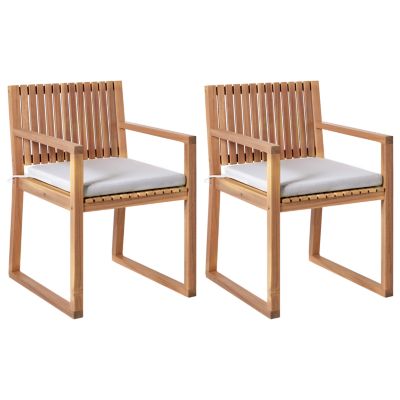 Lot de 2 chaises de jardin avec coussins SASSARI PREMIUM Bois d'acacia certifié Gris clair