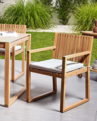 Lot de 2 chaises de jardin avec coussins SASSARI PREMIUM Bois d'acacia certifié Gris clair