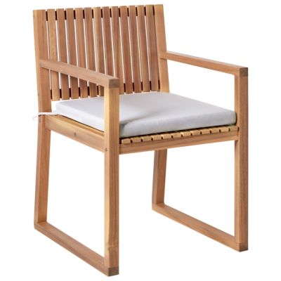 Lot de 2 chaises de jardin avec coussins SASSARI PREMIUM Bois d'acacia certifié Gris clair