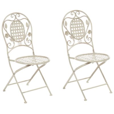 Lot de 2 chaises de jardin BIVIO Pliant Métal Blanc cassé