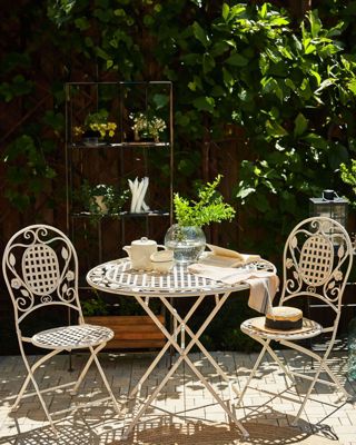 Lot de 2 chaises de jardin BIVIO Pliant Métal Blanc cassé