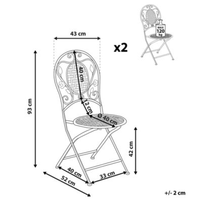 Lot de 2 chaises de jardin BIVIO Pliant Métal Blanc cassé