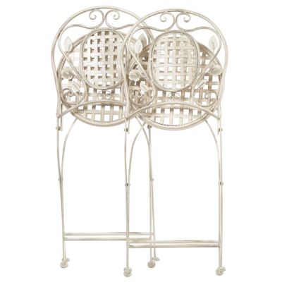 Lot de 2 chaises de jardin BIVIO Pliant Métal Blanc cassé