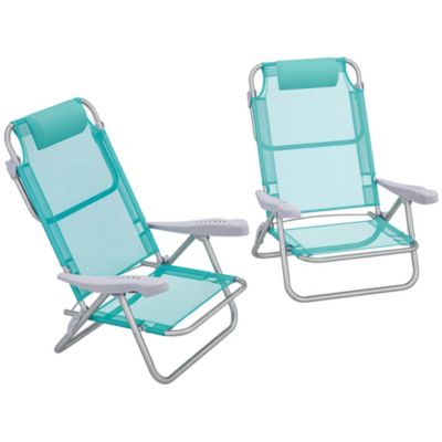 Lot de 2 chaises de jardin camping plage pliables tétière dossier inclinable 6 niv. alu. teslin gris