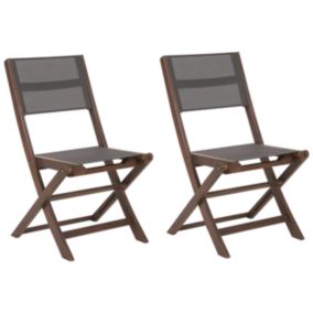 Lot de 2 chaises de jardin CESANA Acacia Marron foncé
