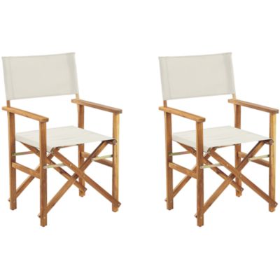 Lot de 2 chaises de jardin CINE Acacia Blanc cassé