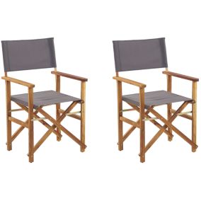 Lot de 2 chaises de jardin CINE Acacia Gris