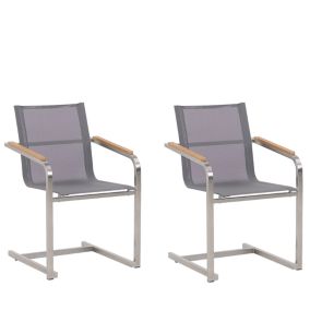 Lot de 2 chaises de jardin COSOLETO Acier inox Gris