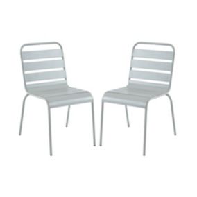 Lot de 2 chaises de jardin empilables  en métal - Gris - MIRMANDE de MYLIA