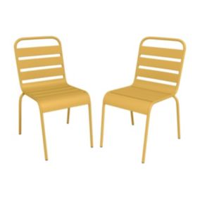 Lot de 2 chaises de jardin empilables en métal - Jaune moutarde - MIRMANDE de MYLIA