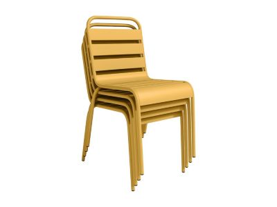 Lot de 2 chaises de jardin empilables en métal - Jaune moutarde - MIRMANDE de MYLIA