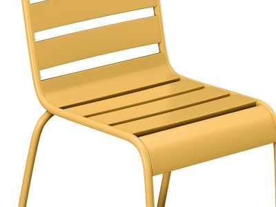 Lot de 2 chaises de jardin empilables en métal - Jaune moutarde - MIRMANDE de MYLIA