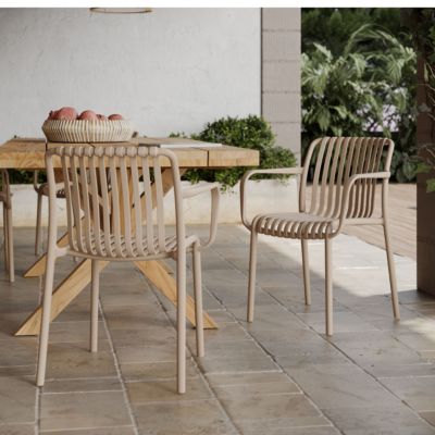 Lot de 2 chaises de jardin empilables en plastique beige - Ivy