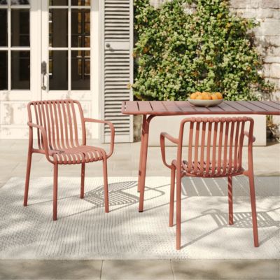 Lot de 2 chaises de jardin empilables en plastique vieux rose - Ivy