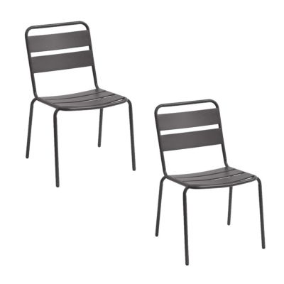 Lot de 2 chaises de jardin empilables Phuket - Gris graphite