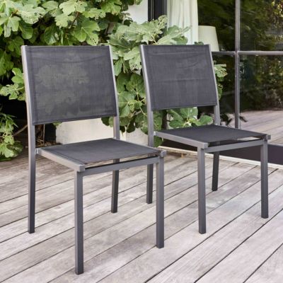 Oviala Chaise De Terrasse Empilable Plastique Noire - Robuste Et Confortable