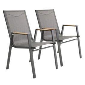 Lot de 2 chaises de jardin en aluminium et textilène  Oviala