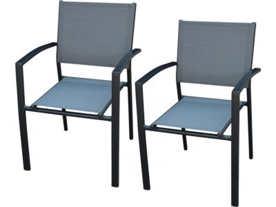 lot de 2 chaises de jardin en Aluminium "Lyraya"  Anthracite