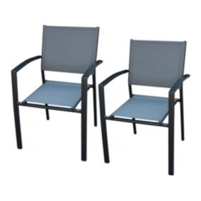 lot de 2 chaises de jardin en Aluminium "Lyraya"  Anthracite