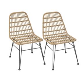 Lot de 2 chaises de jardin en résine tressée Lambada Sesame - Hespéride