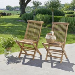 Lot de 2 chaises de jardin en teck huilé massif pliante