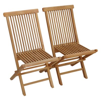 Lot de 2 chaises de jardin en teck LOMBOK - HAPPY GARDEN