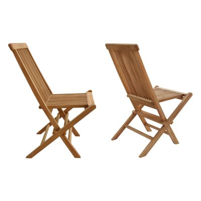 Lot de 2 chaises de jardin en teck LOMBOK - HAPPY GARDEN
