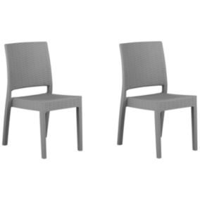 Lot de 2 chaises de jardin FOSSANO Matière synthétique Gris clair