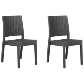 Lot de 2 chaises de jardin FOSSANO Matière synthétique Gris graphite