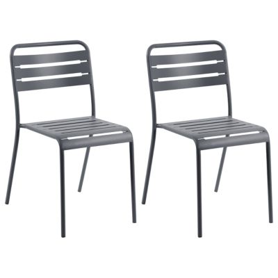 Lot de 2 chaises de jardin LEFKADA Métal Gris foncé