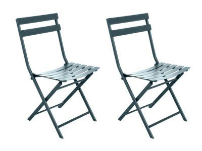 Lot de 2 Chaises de jardin métal pliante Greensboro Bleu Canard - Hespéride