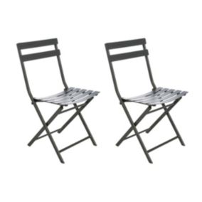 Lot de 2 Chaises de jardin métal pliante Greensboro Graphite - Hesperide