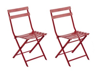 Lot de 2 Chaises de jardin métal pliante Greensboro Groseille - Hesperide