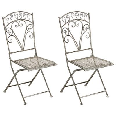 Lot de 2 chaises de jardin NURRA Pliant Métal Gris