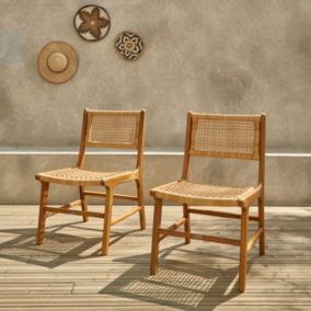 Lot de 2 chaises de jardin Ocara. cannage et bois