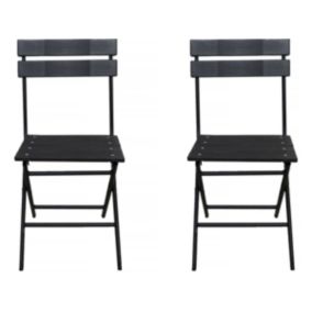 Lot de 2 chaises de jardin pliable en plastique "Tenerife"  Gris anthracite